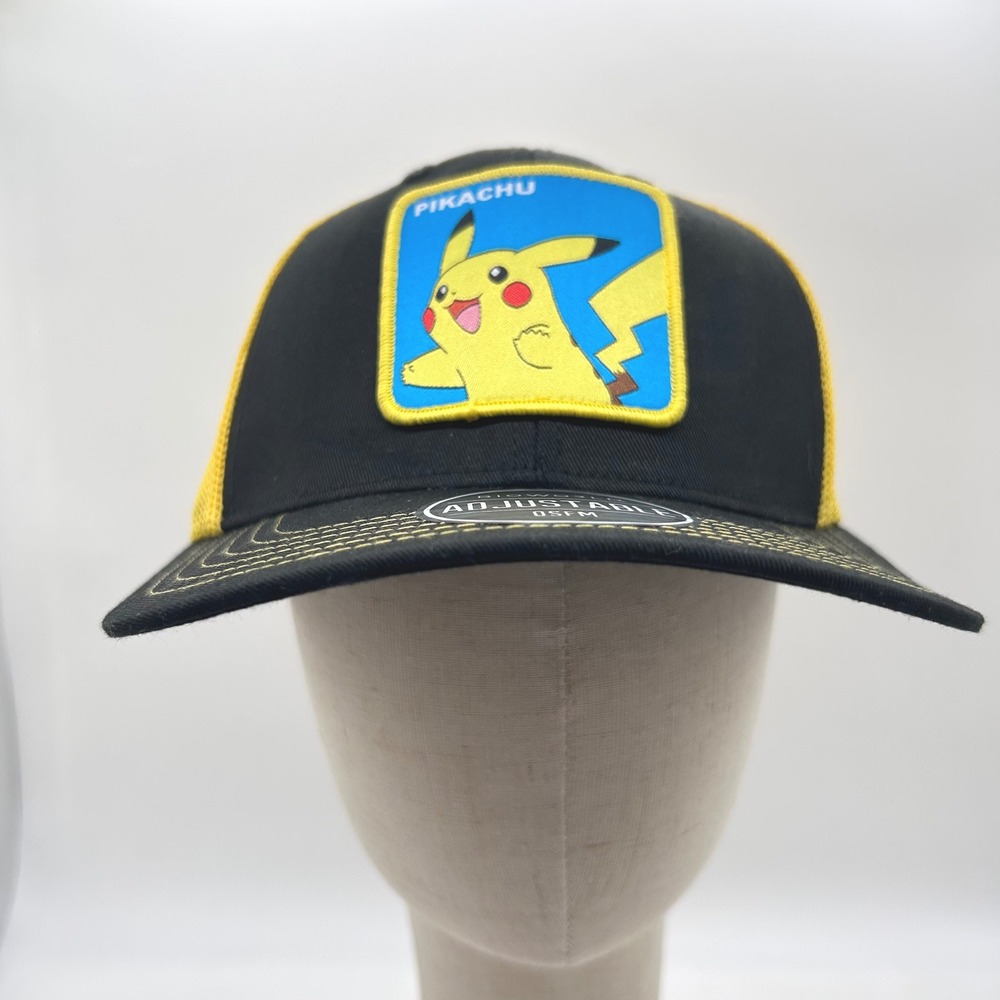 NEW Pokemon Pikachu Hat Black &‎ Yellow Trucker Baseball Cap Licensed One Size